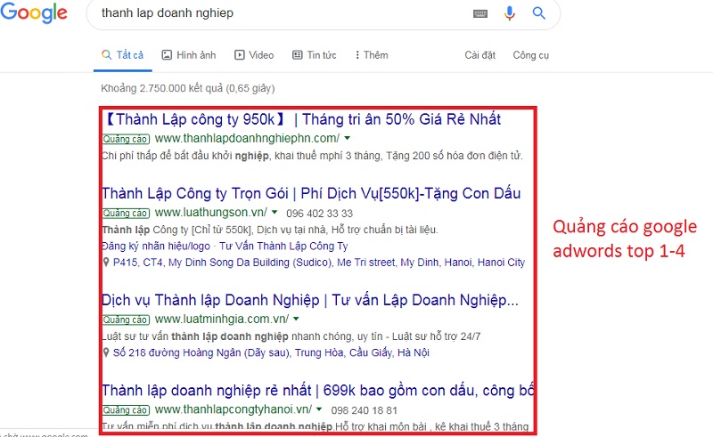 dịch vụ google ads